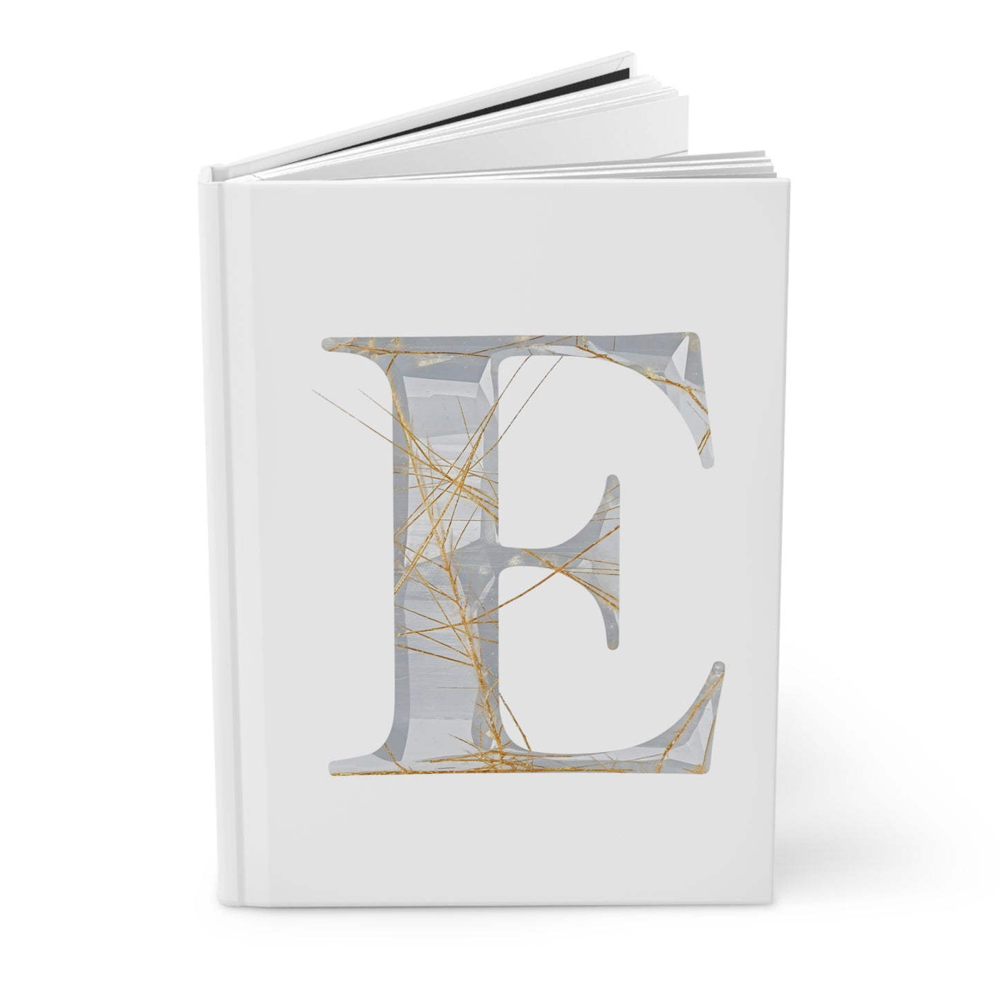 Golden Rutile Inspired Letter "E" Initial Hardcover Notebook