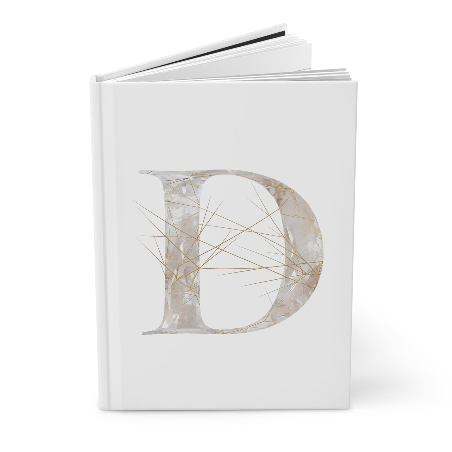 Golden Rutile Inspired Letter "D" Initial Hardcover Notebook