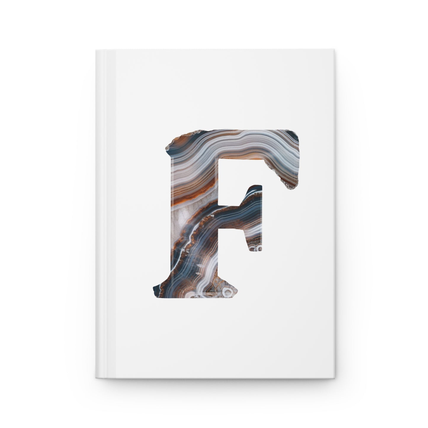 Banded Agate Inspired Initial 'F' Hardcover Notebook