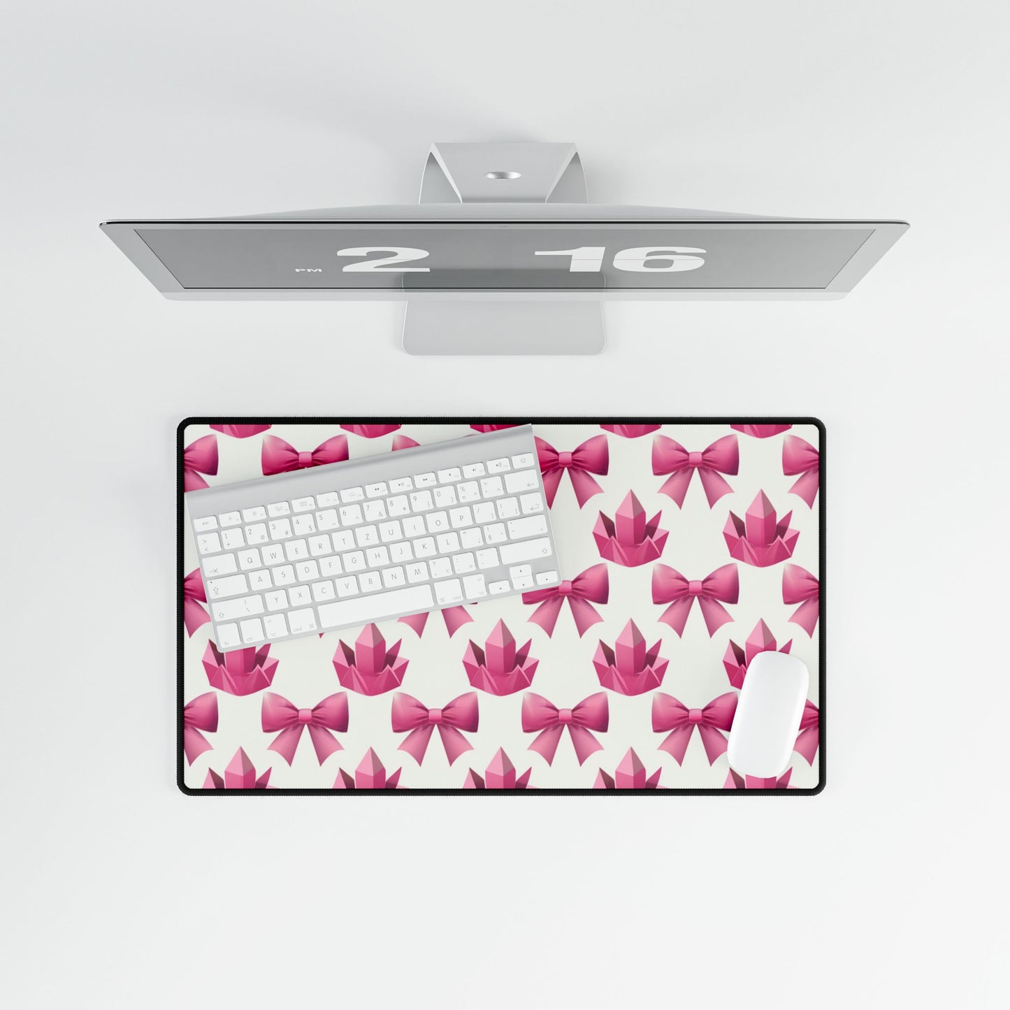 Crystals and Bows Pink Desk Mat