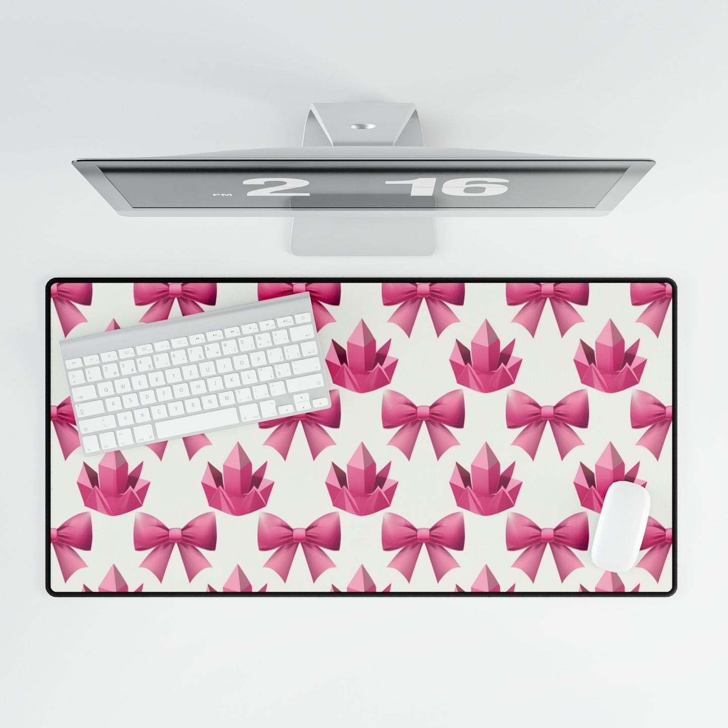 Crystals and Bows Pink Desk Mat
