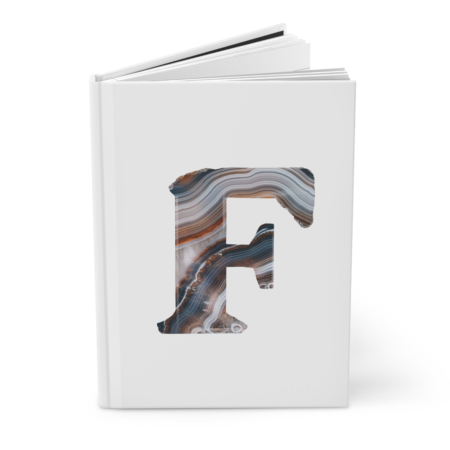 Banded Agate Inspired Initial 'F' Hardcover Notebook