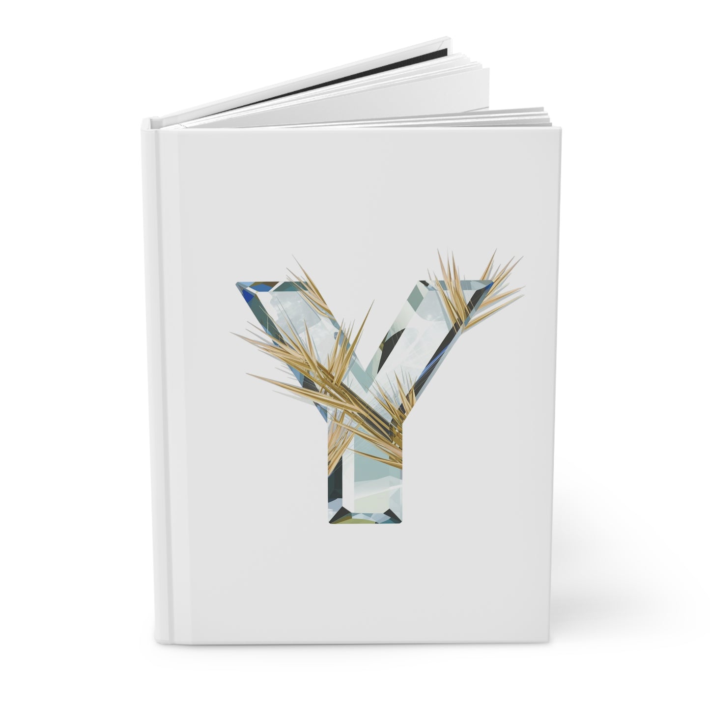 Golden Rutile Inspired Letter "Y" Initial Hardcover Notebook