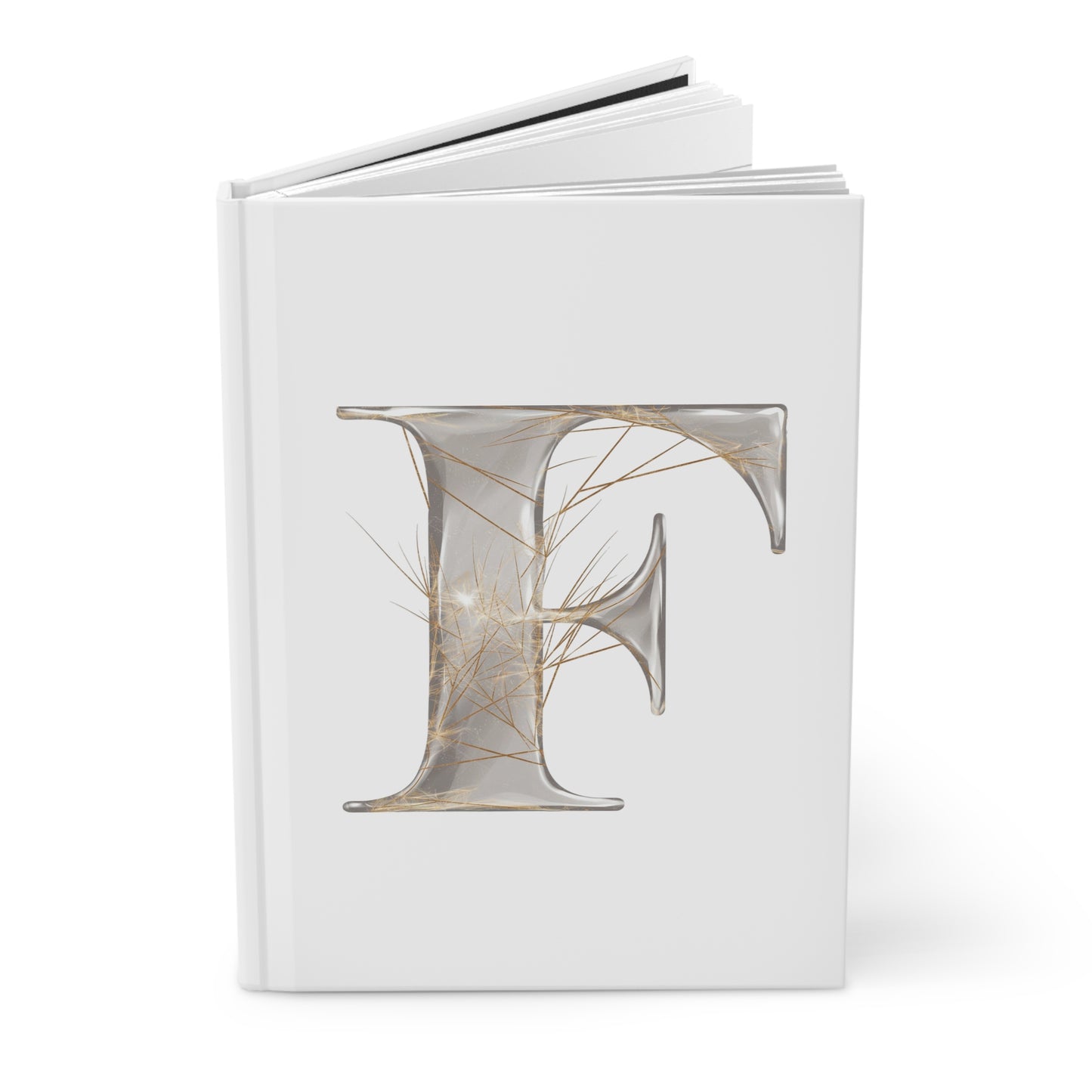 Golden Rutile Inspired Letter "F" Initial Hardcover Notebook