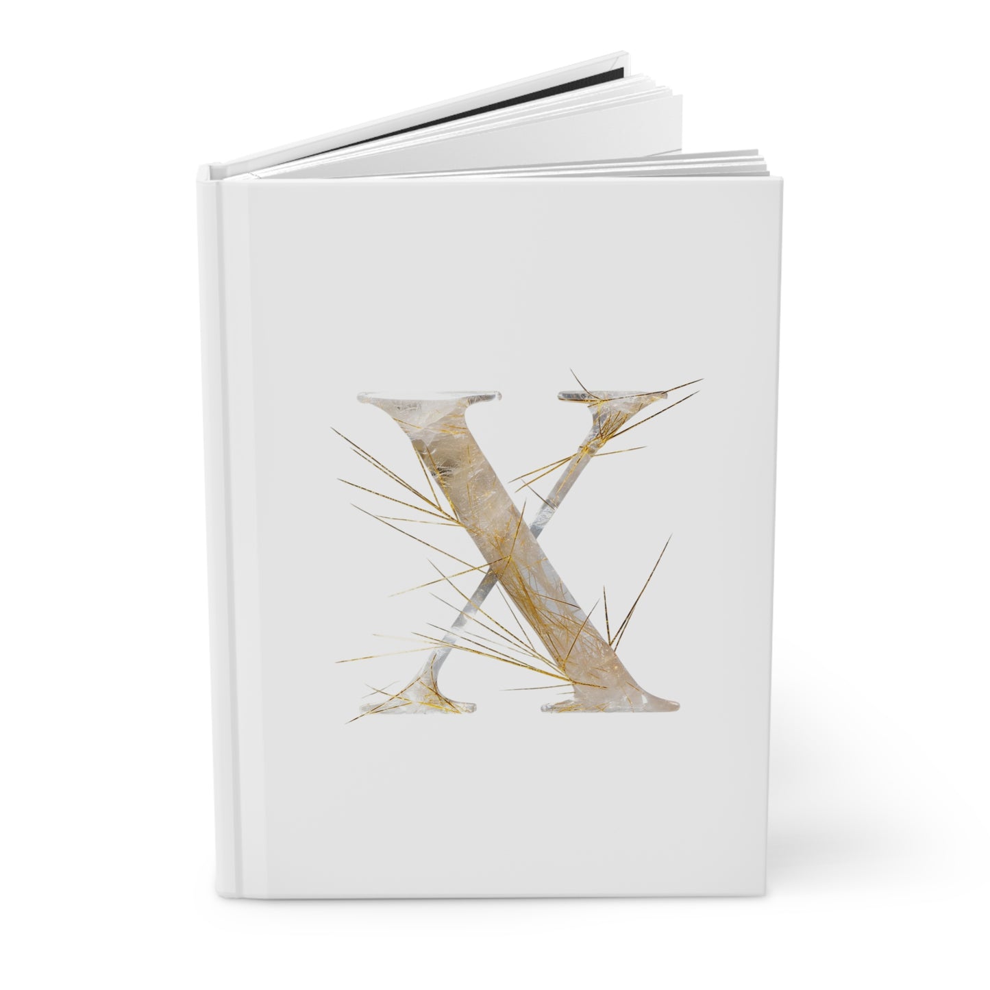 Golden Rutile Inspired Letter "X" Initial Hardcover Notebook