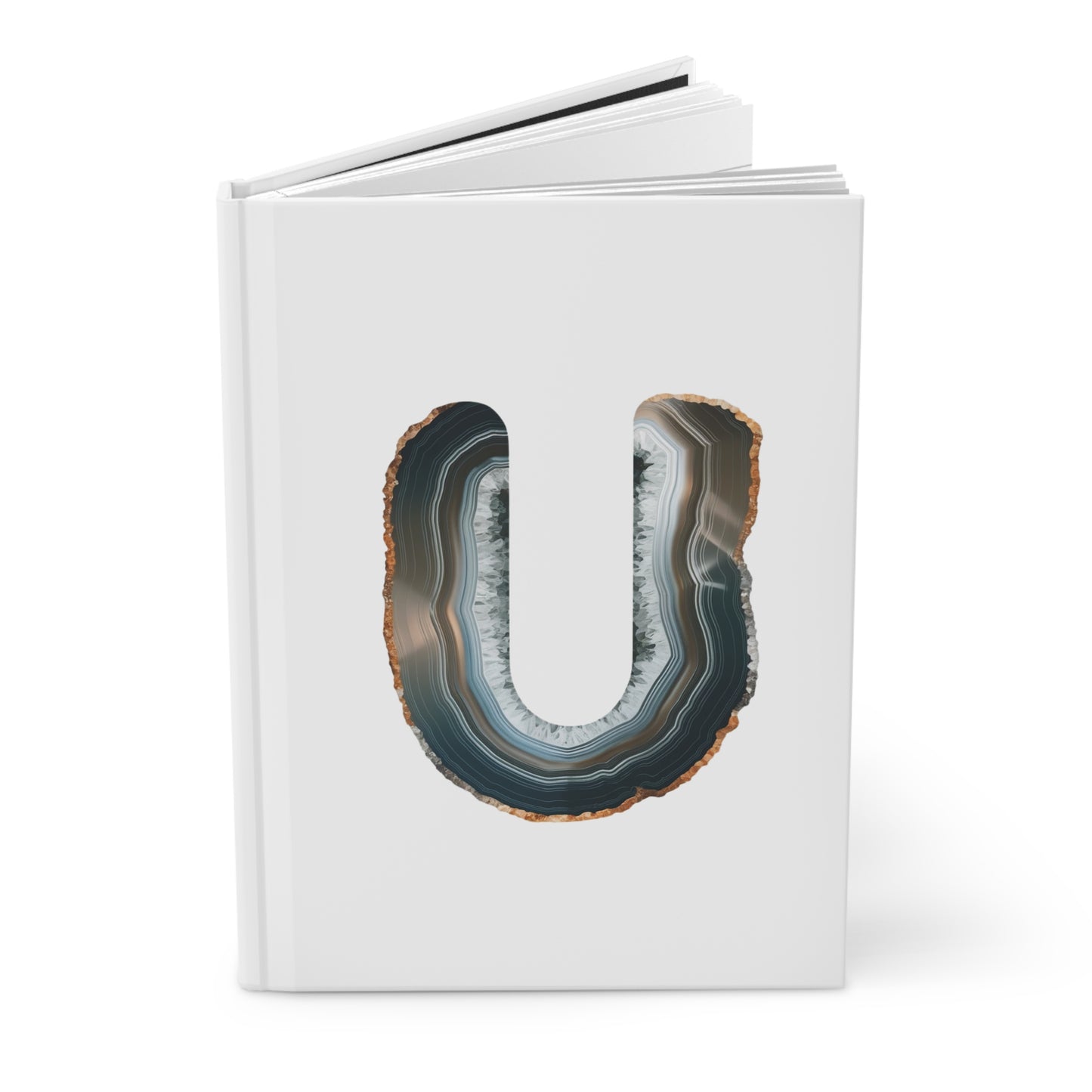 Banded Agate Inspired Initial 'U' Hardcover Notebook