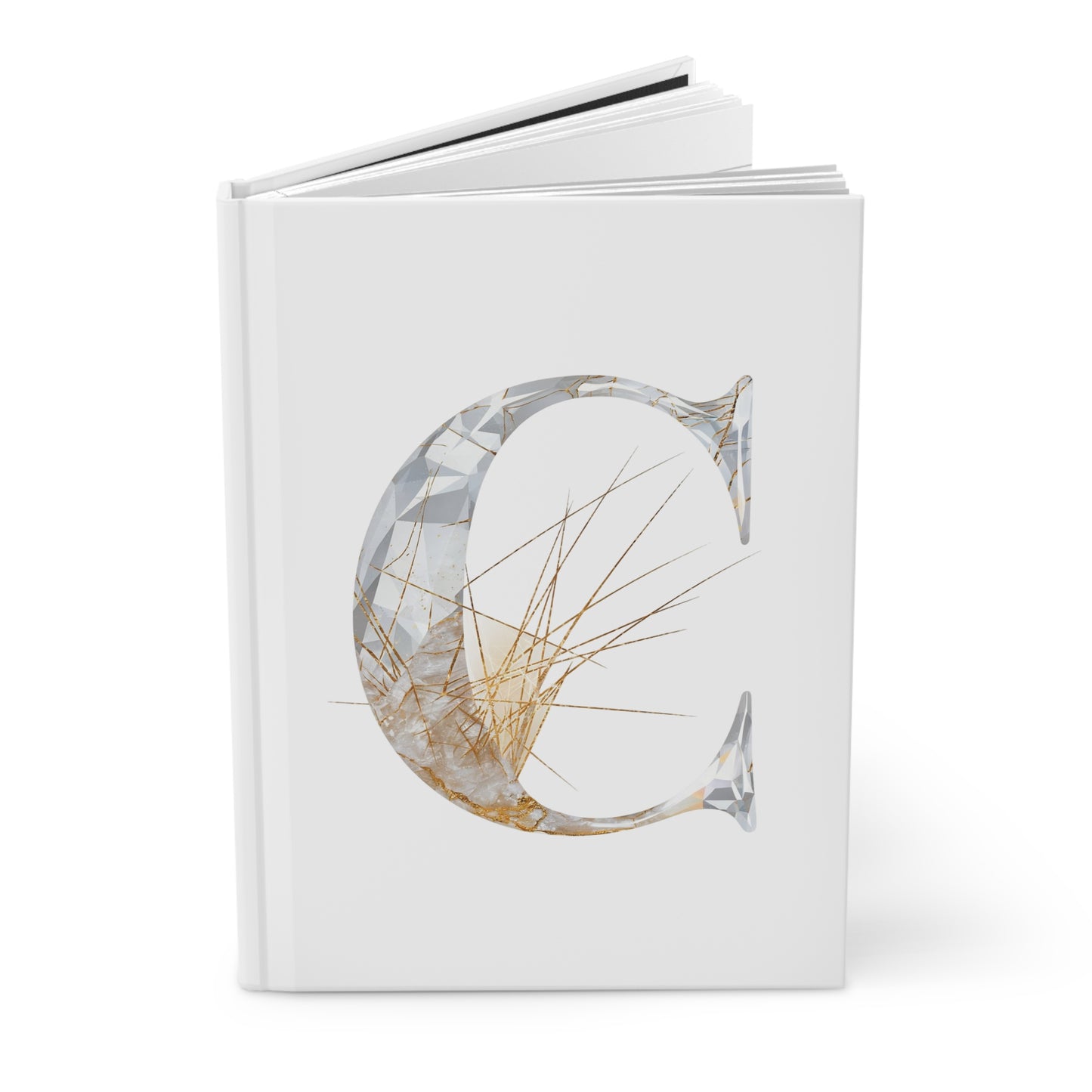 Golden Rutile Inspired Letter "C" Initial Hardcover Notebook