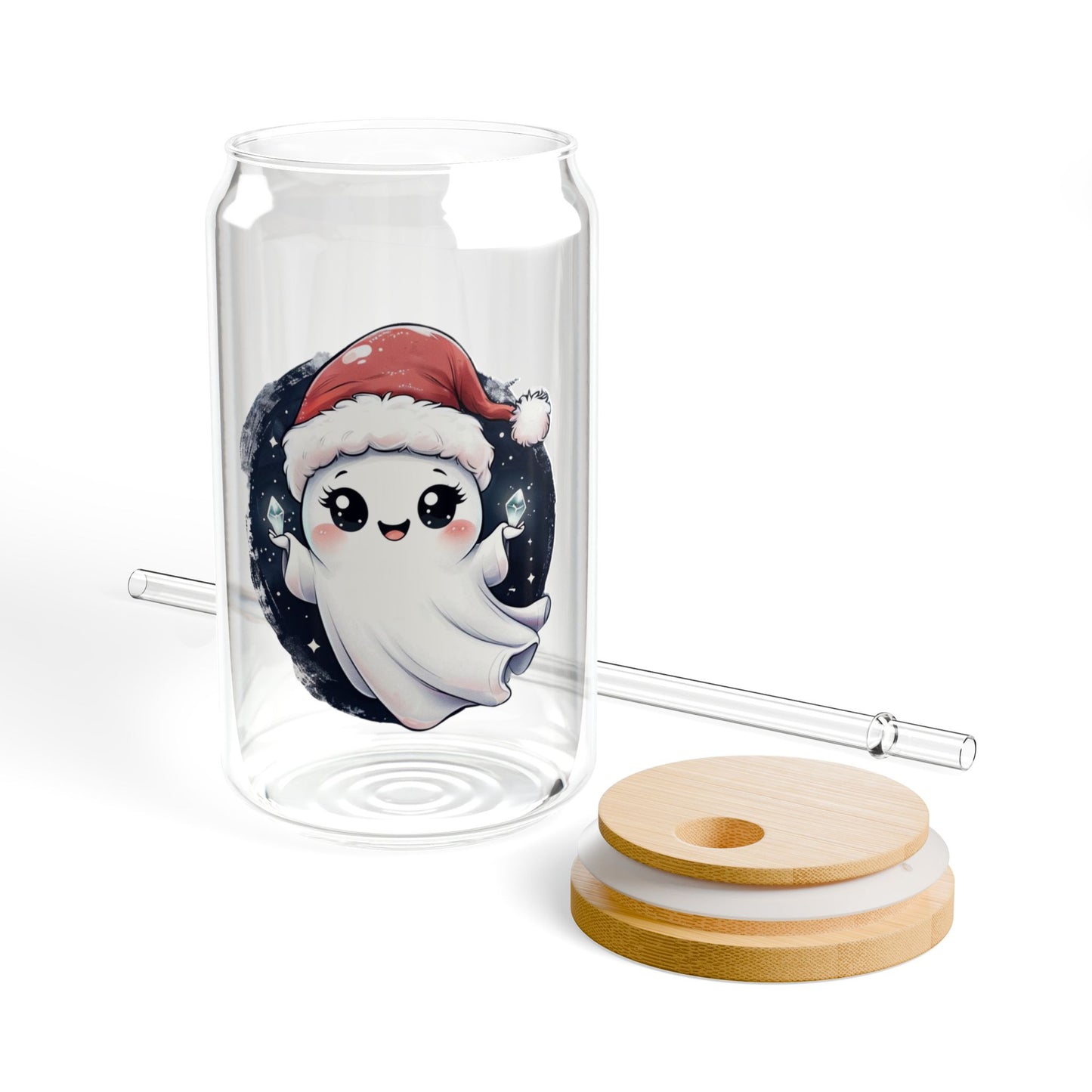 Christmas Crystal Ghost Glass 16oz Tumbler