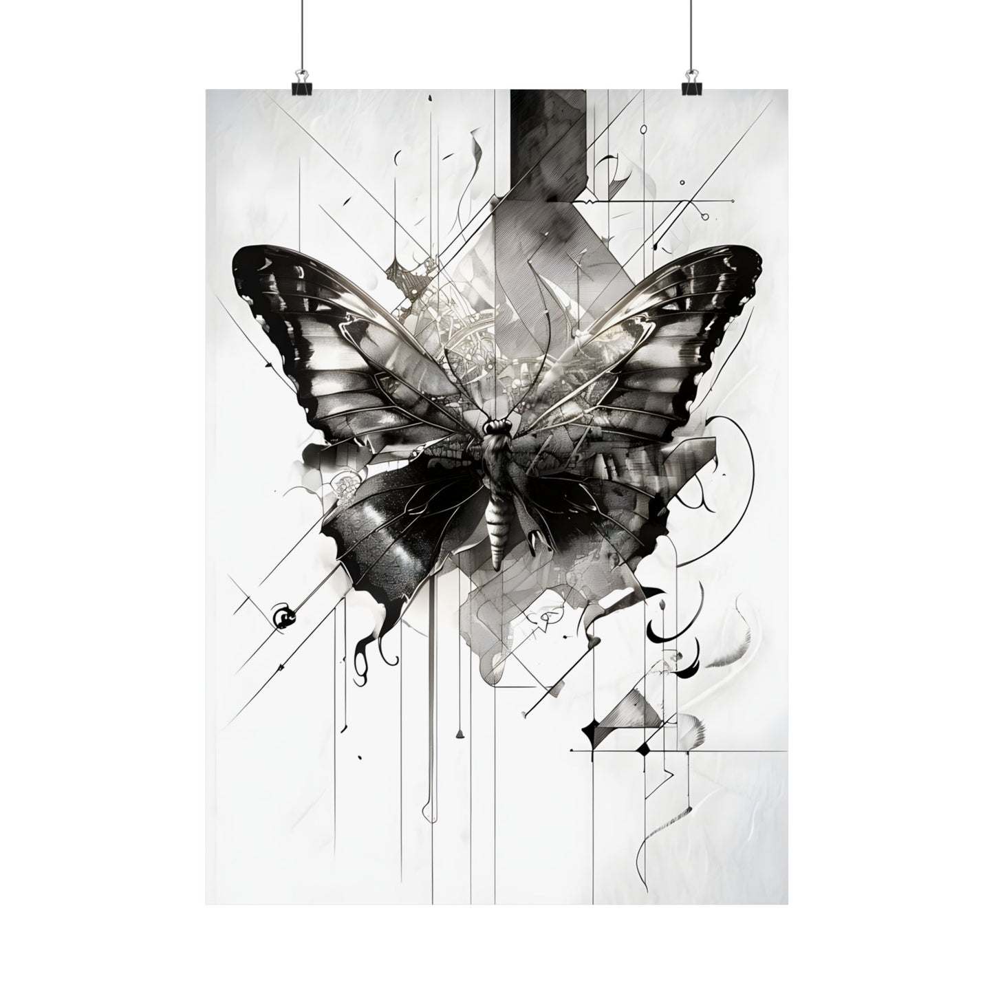 Monochromatic Butterfly Wall Art Poster