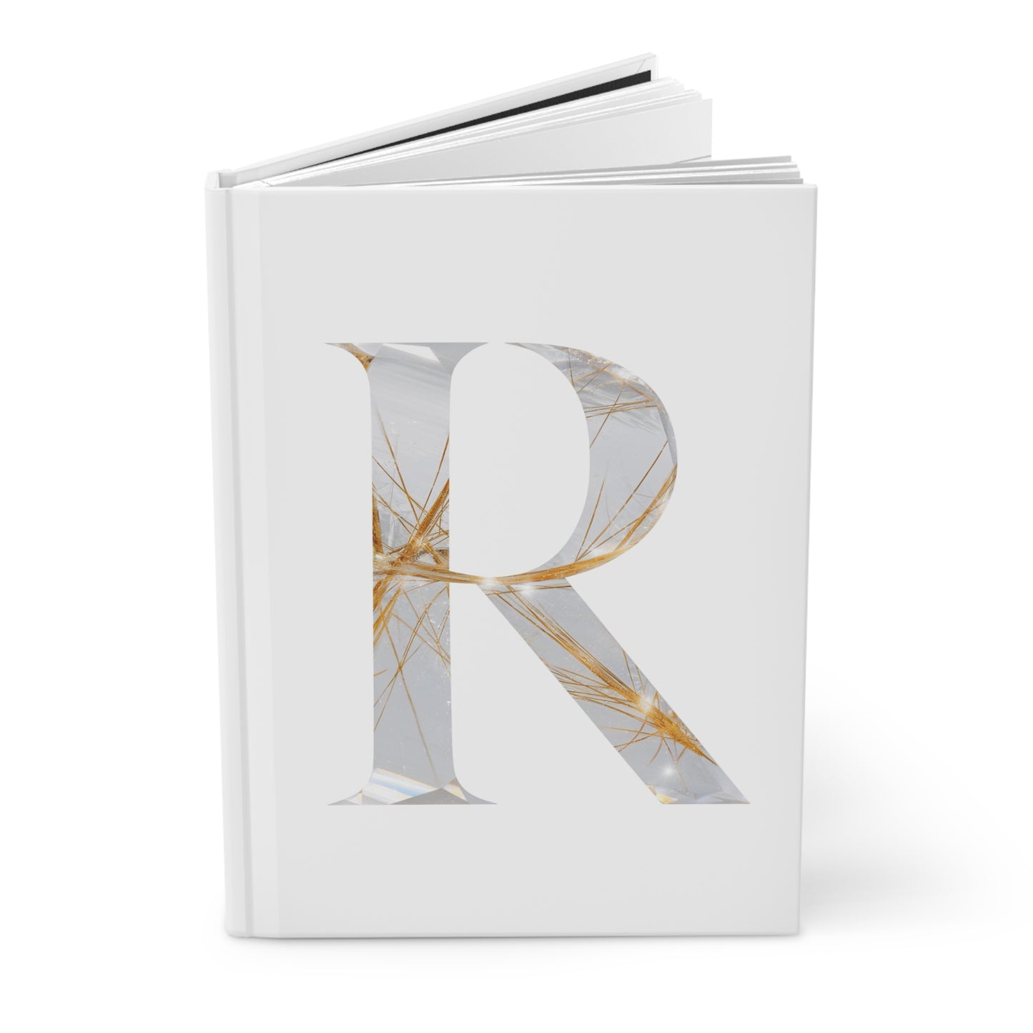 Golden Rutile Inspired Letter "R" Initial Hardcover Notebook