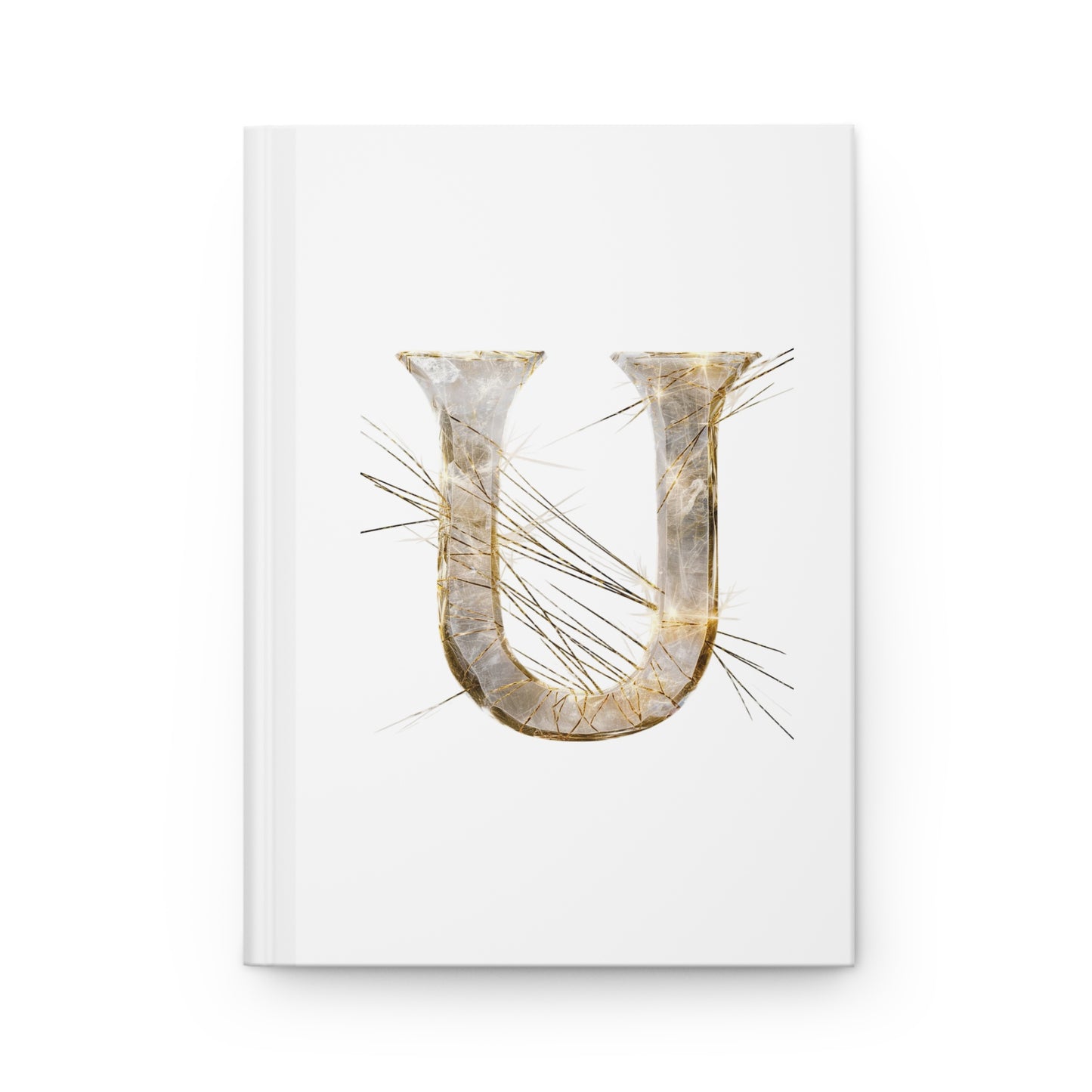 Golden Rutile Inspired Letter "U" Initial Hardcover Notebook