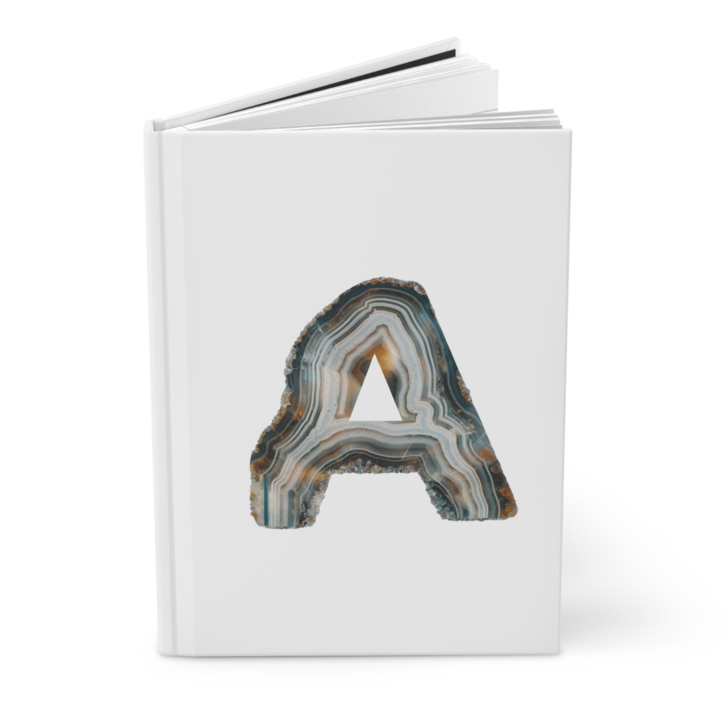 Banded Agate Inspired Initial 'A' Hardcover Notebook
