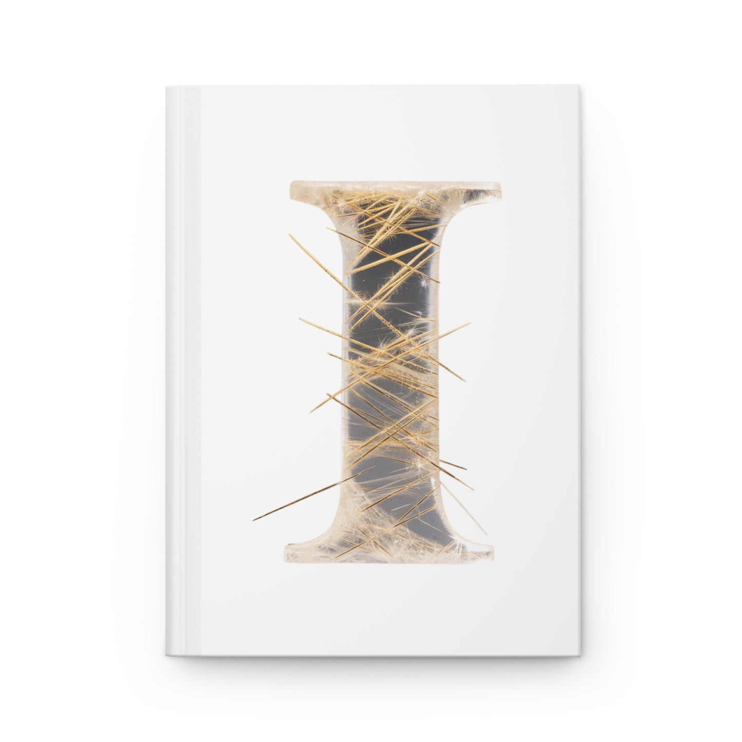Golden Rutile Inspired Letter "I" Initial Hardcover Notebook