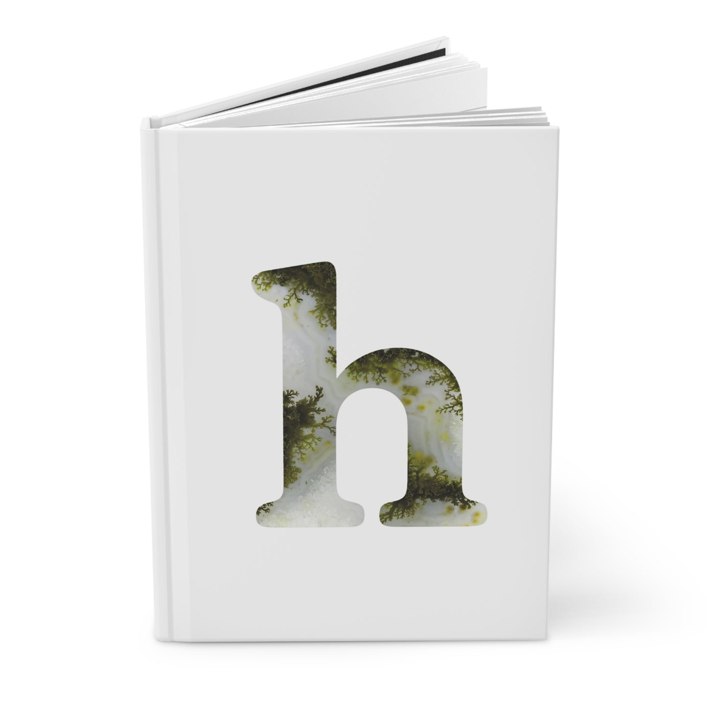Moss Agate Inspired Initial 'h' Hardcover Notebook