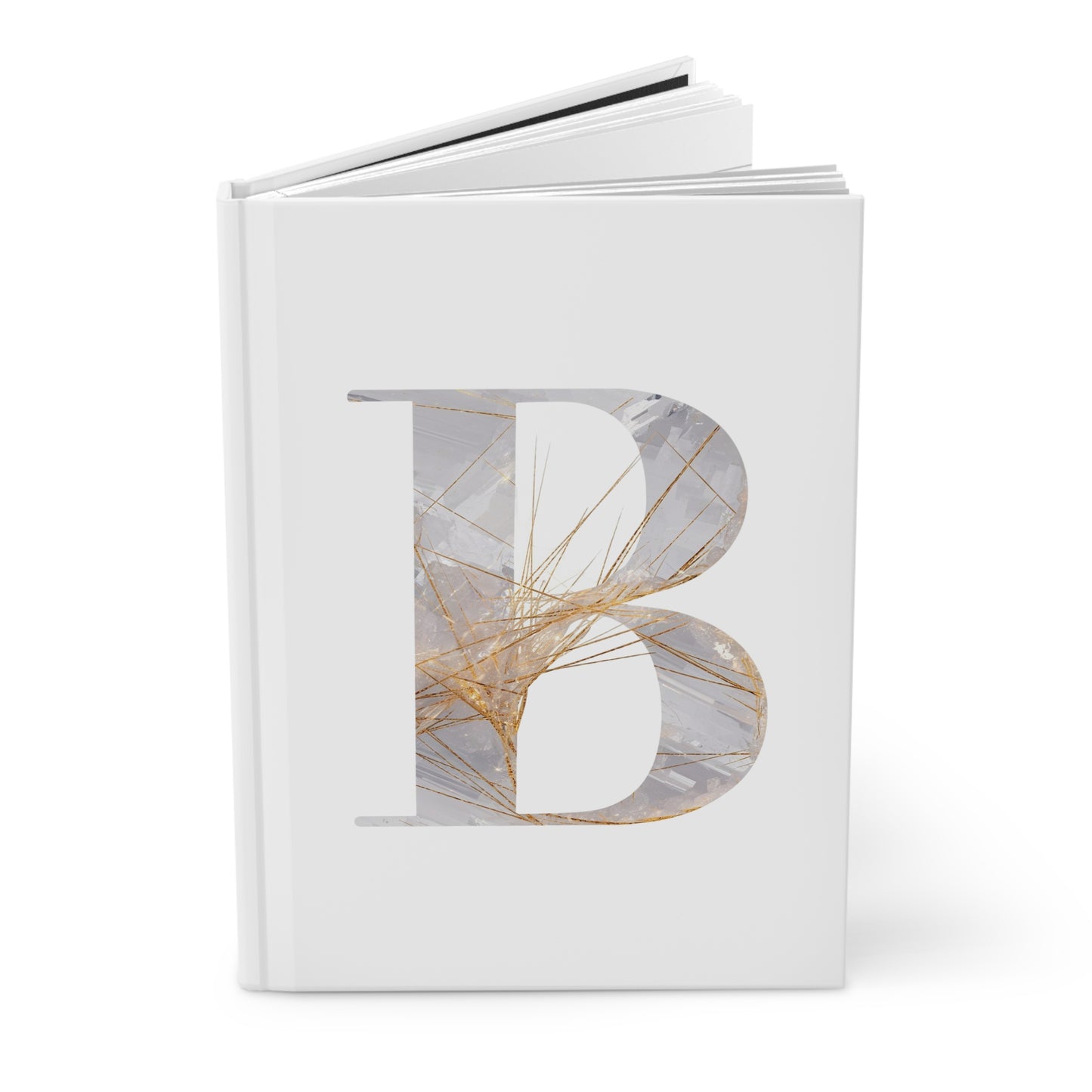 Golden Rutile Inspired Letter "B" Initial Hardcover Notebook