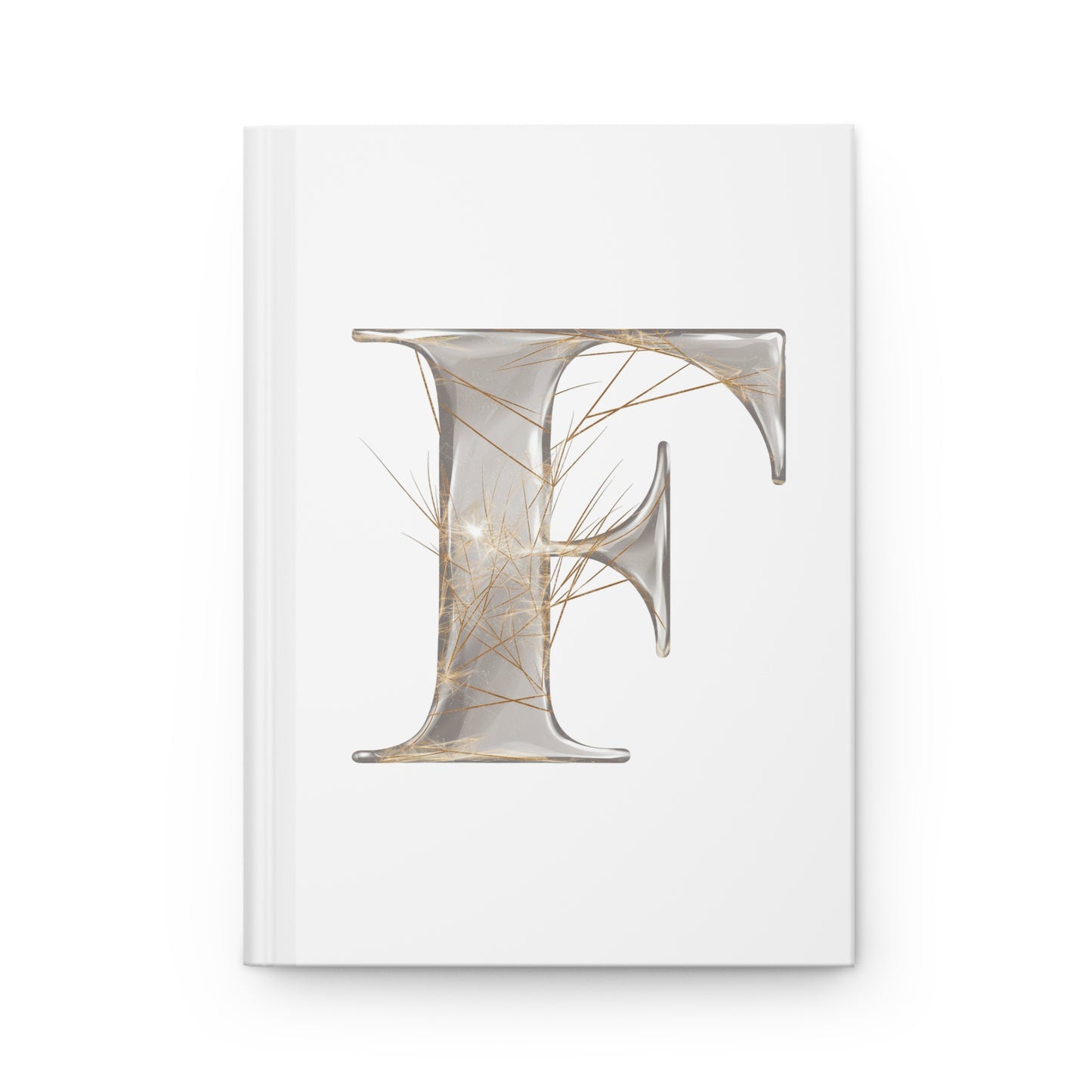 Golden Rutile Inspired Letter "F" Initial Hardcover Notebook