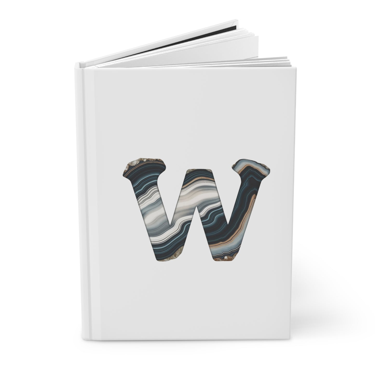 Banded Agate Inspired Initial 'W' Hardcover Notebook