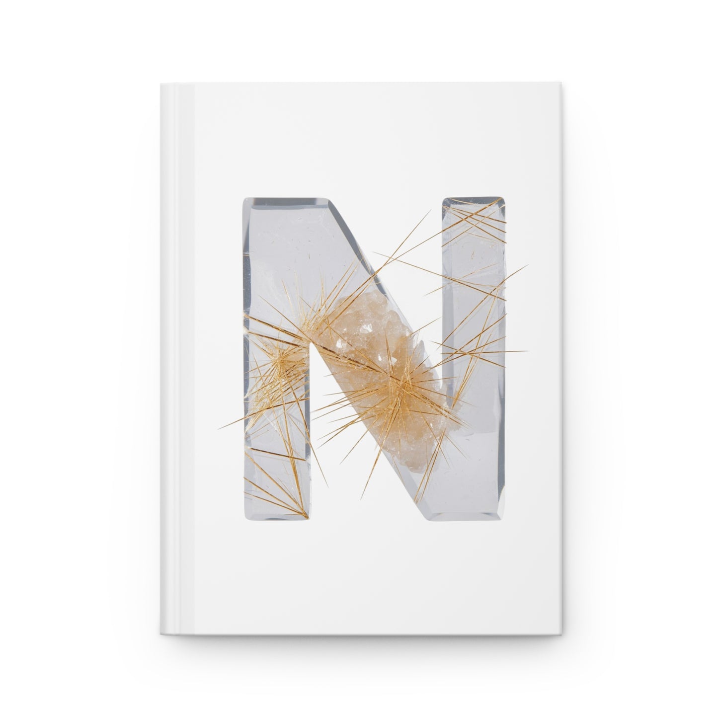 Golden Rutile Inspired Letter "N" Initial Hardcover Notebook