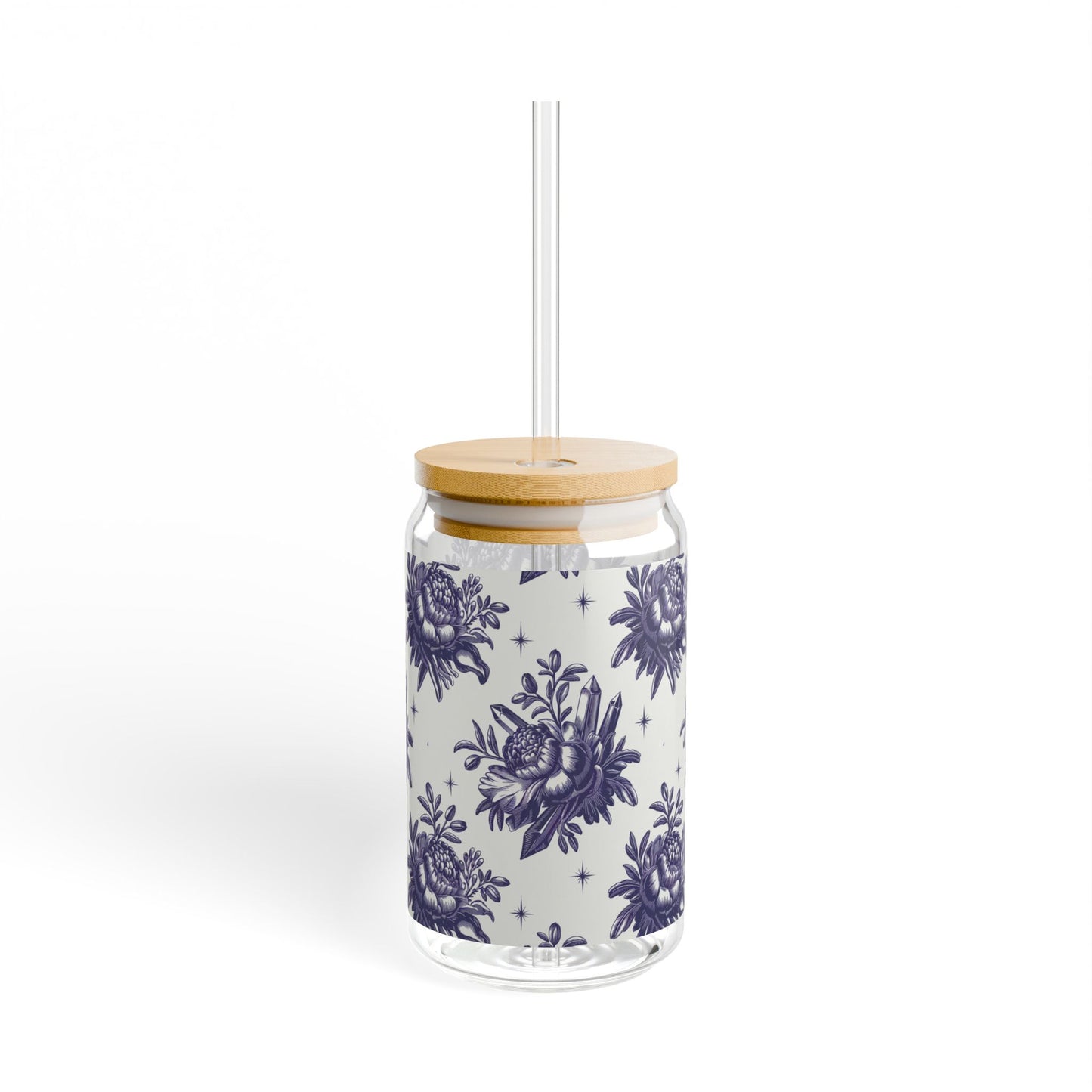 Toile and Crystals Glass 16oz Tumbler