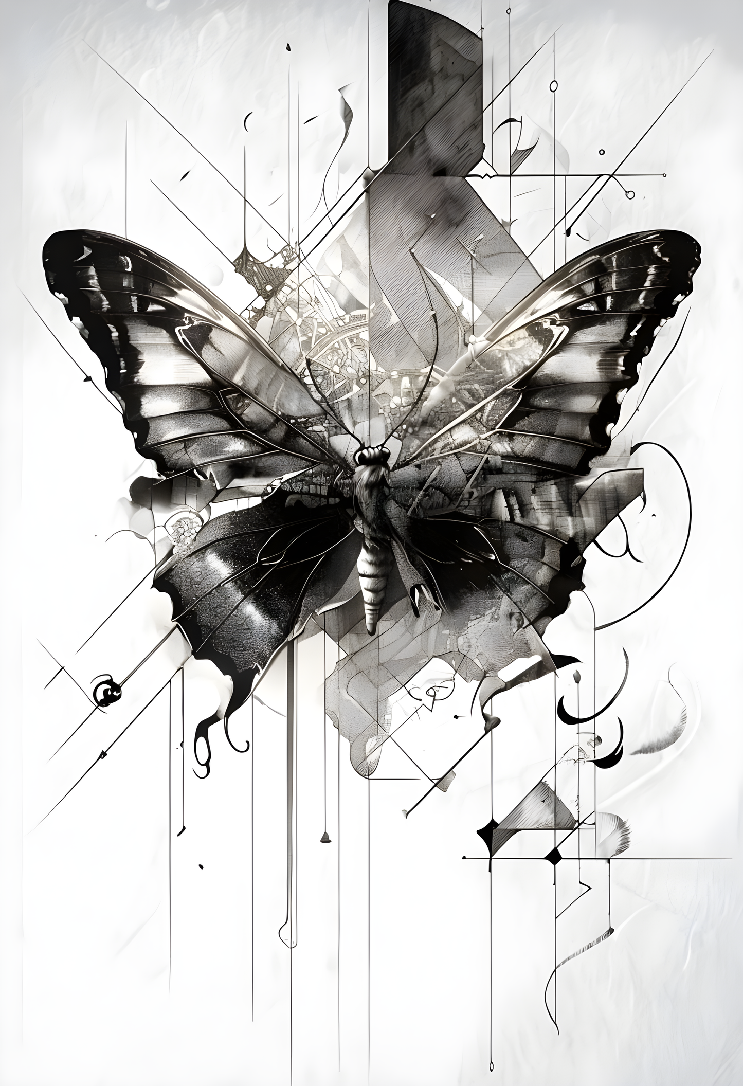 Monochromatic Butterfly Wall Art Poster