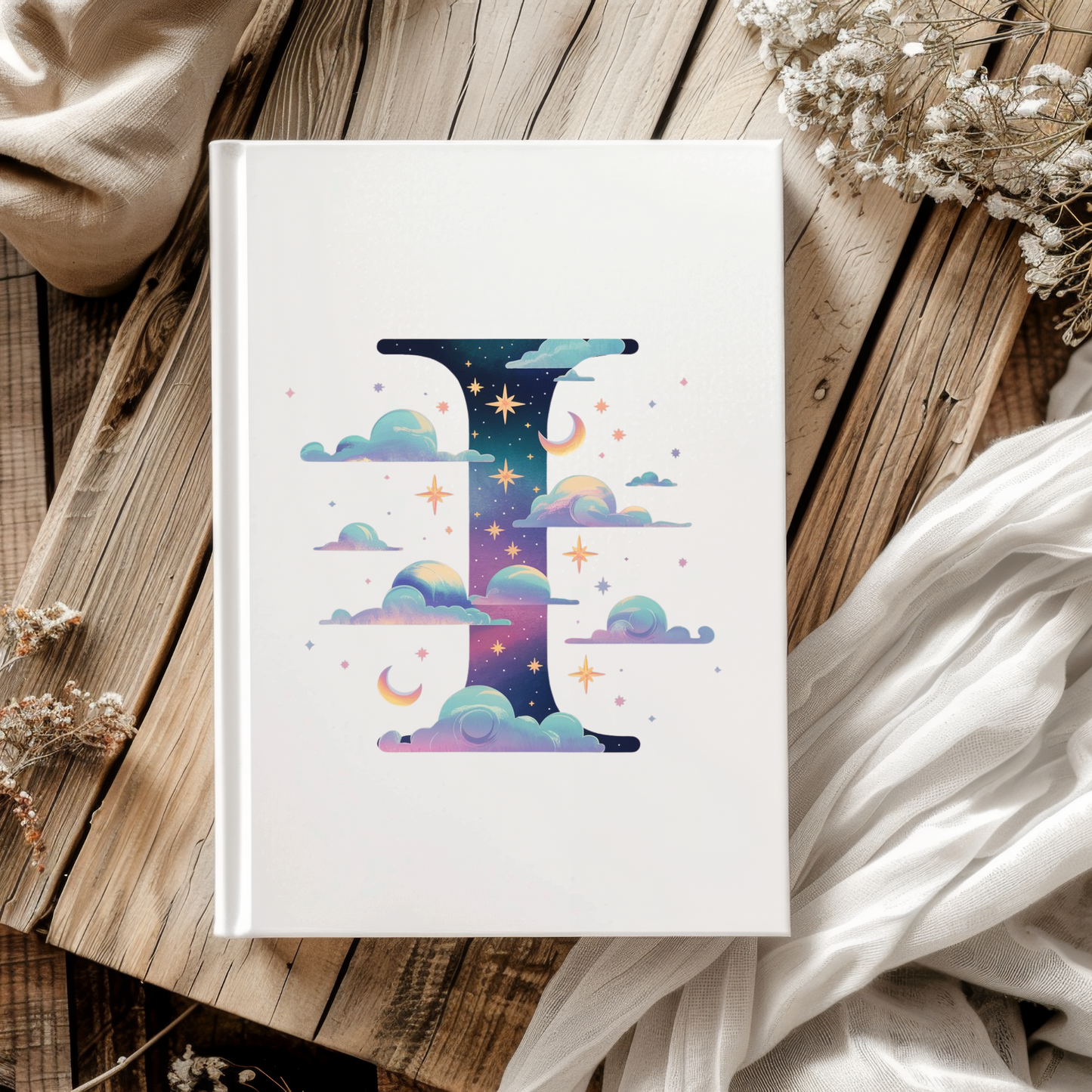 Celestial Dreams Initial 'I' Hardcover Notebook