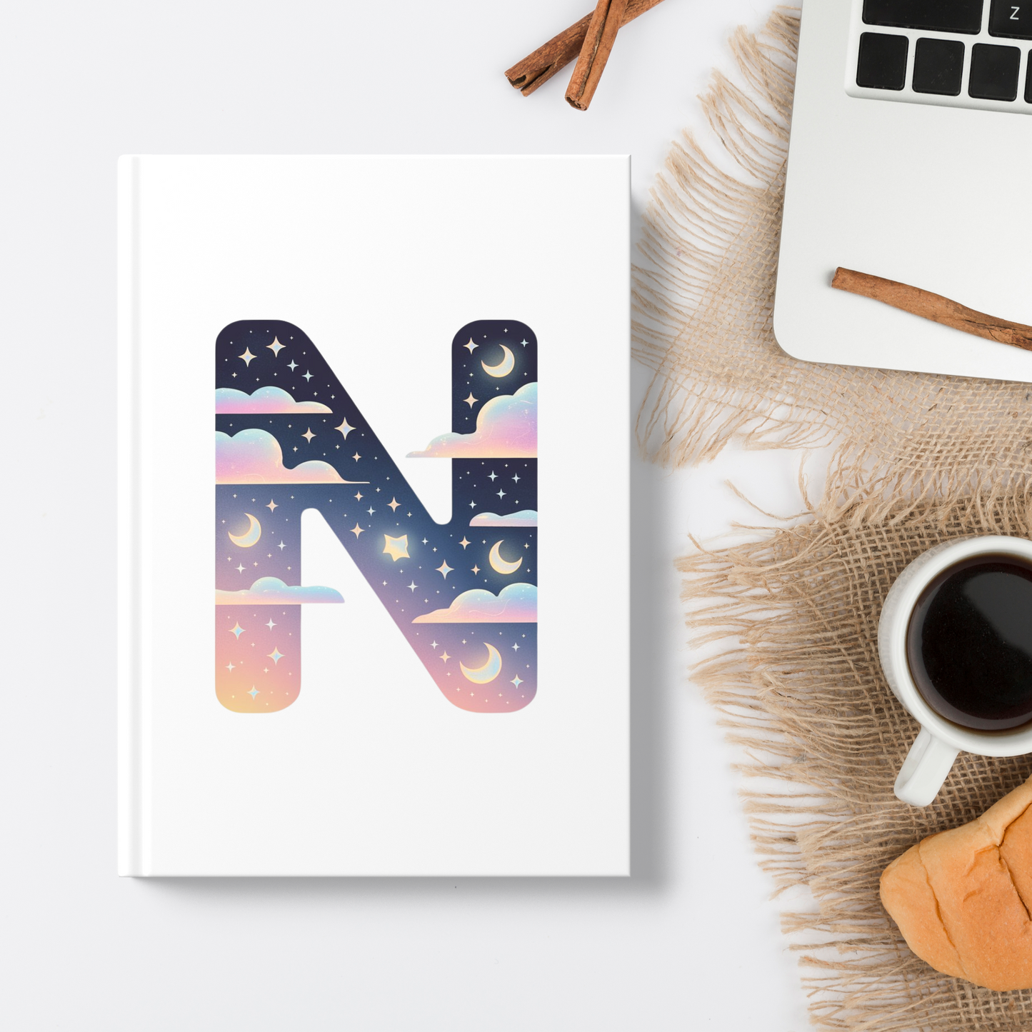 Celestial Dreams Initial 'M' Hardcover Notebook