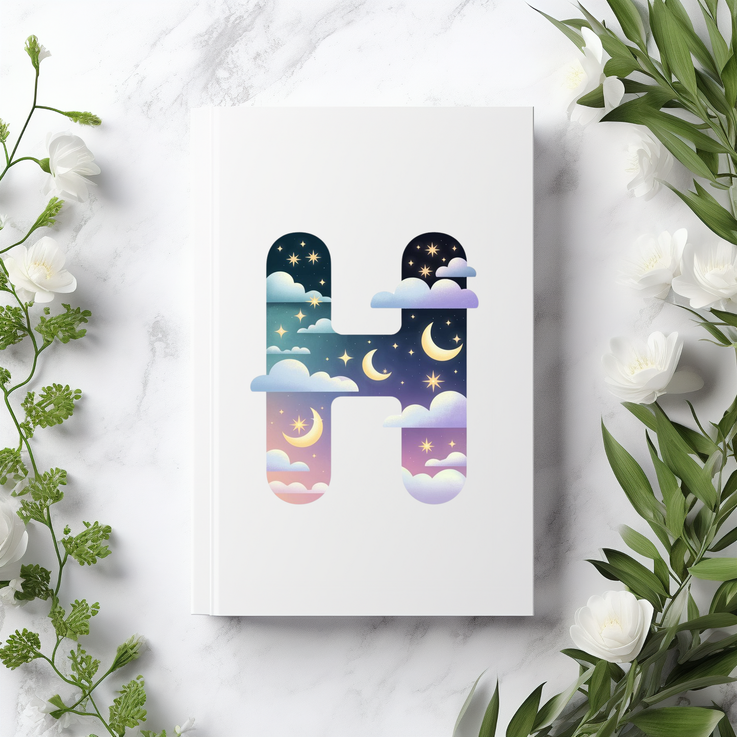Celestial Dreams Initial 'H' Hardcover Notebook