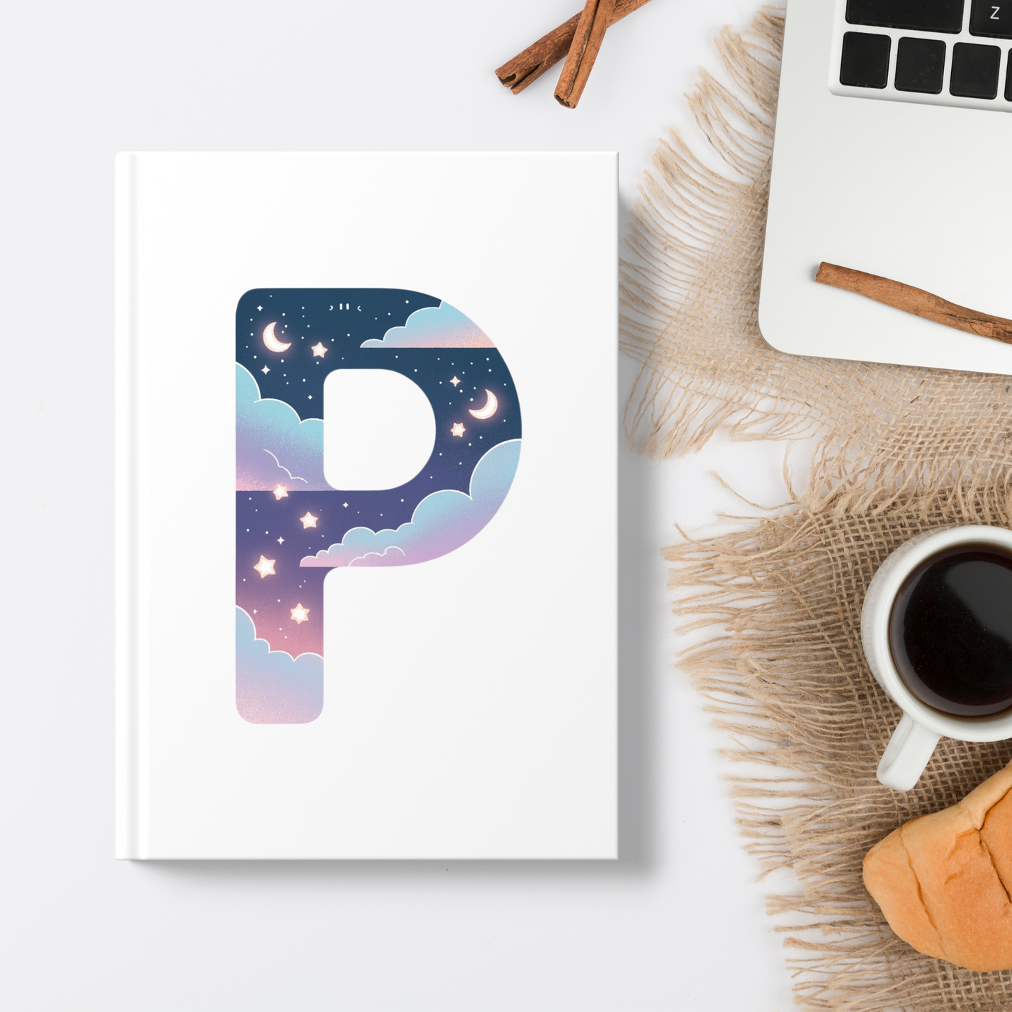 Celestial Dreams Initial 'P' Hardcover Notebook