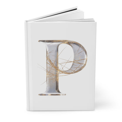 Golden Rutile Inspired Letter "P" Initial Hardcover Notebook