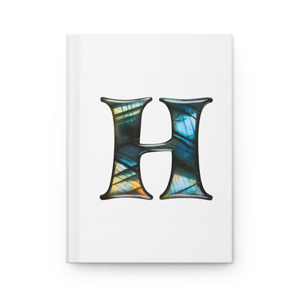 Labradorite Inspired Initial 'H' Hardcover Notebook