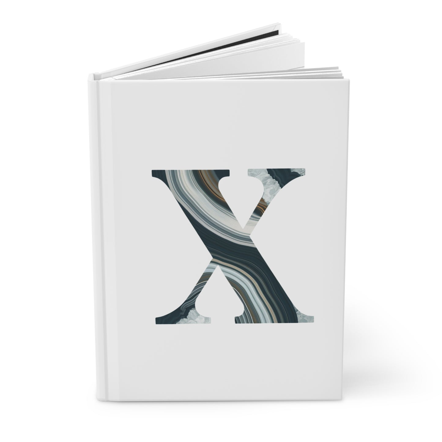 Banded Agate Inspired Initial 'X' Hardcover Notebook