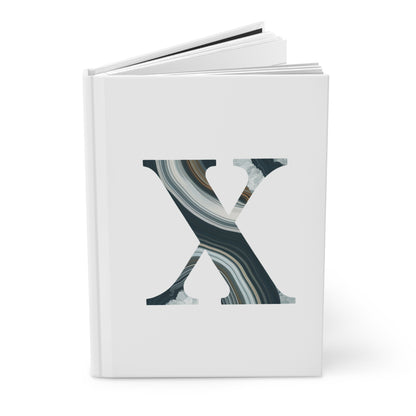 Banded Agate Inspired Initial 'X' Hardcover Notebook