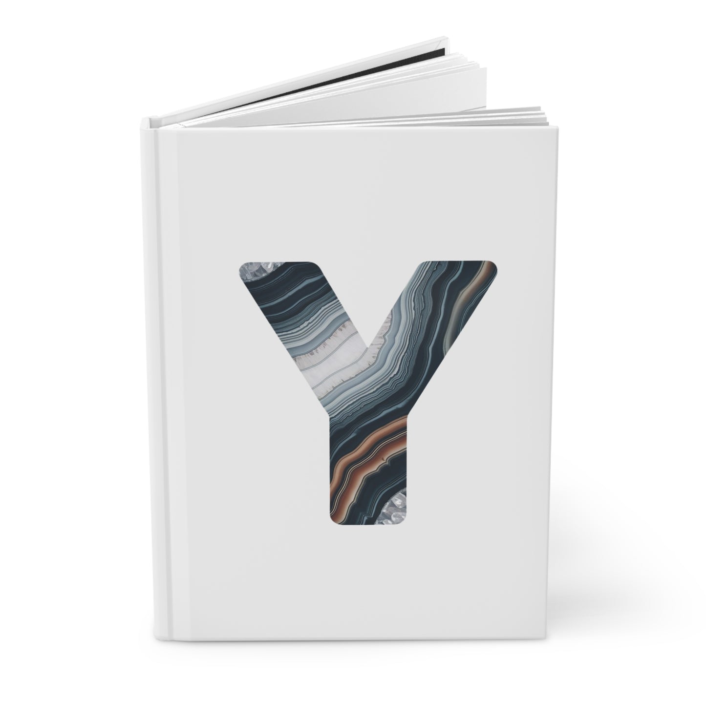 Banded Agate Inspired Initial 'Y' Hardcover Notebook