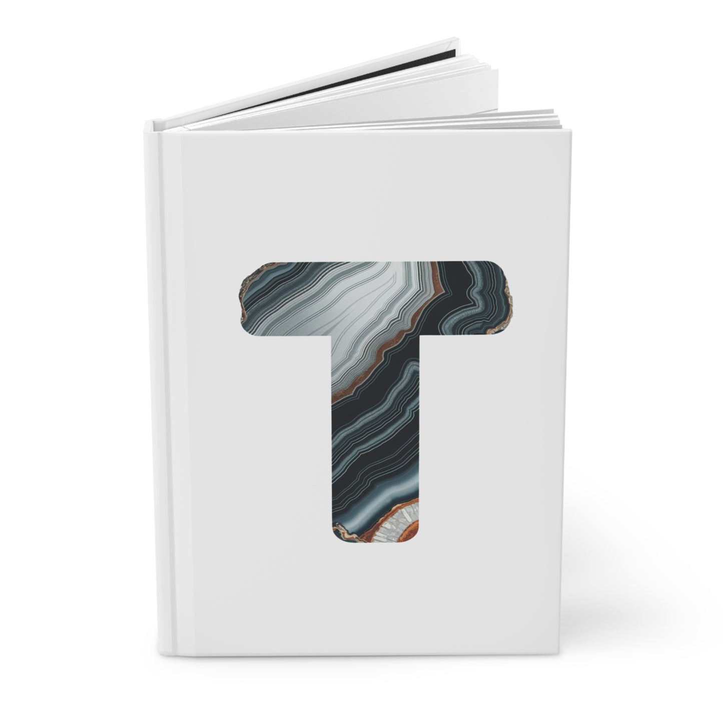 Banded Agate Inspired Initial 'T' Hardcover Notebook