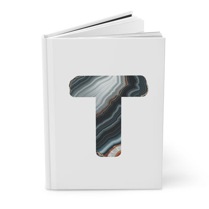 Banded Agate Inspired Initial 'T' Hardcover Notebook