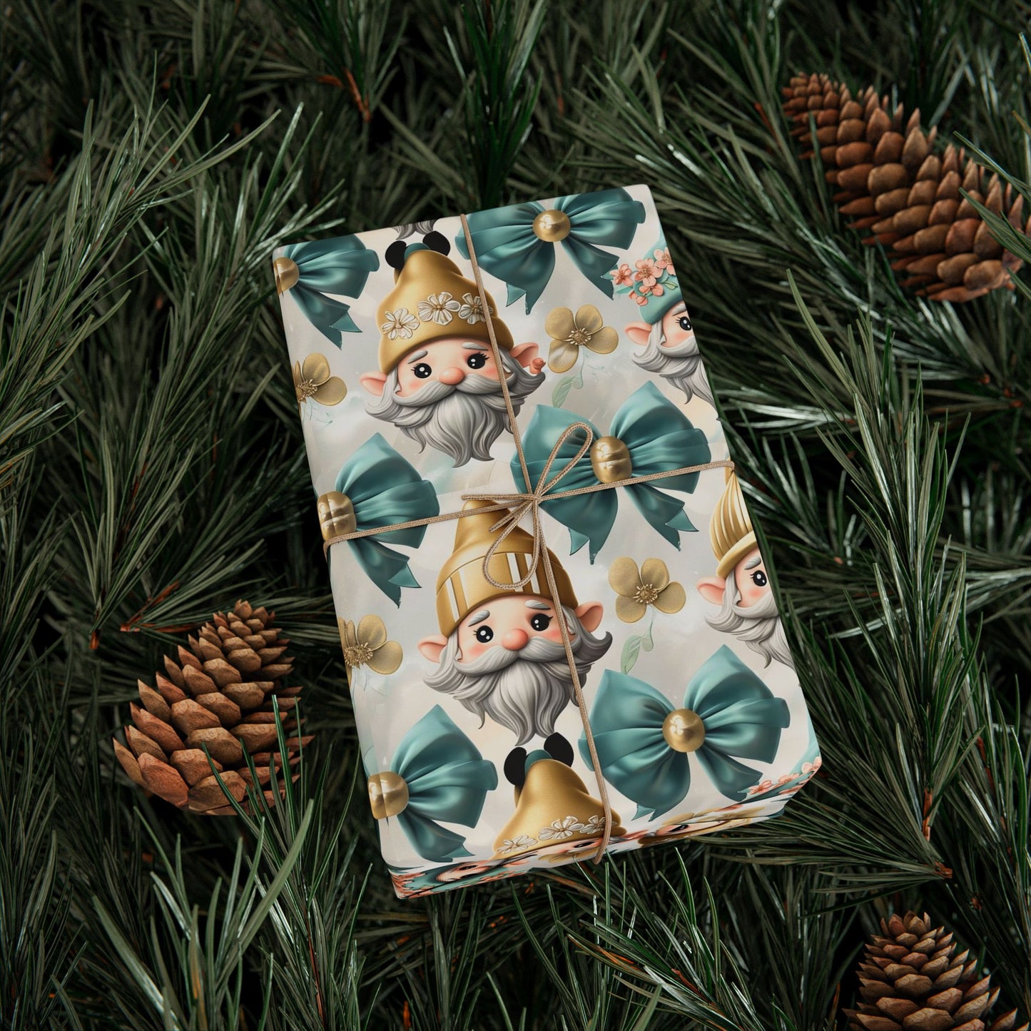 Gnomes and Coquette Bows Wrapping Paper