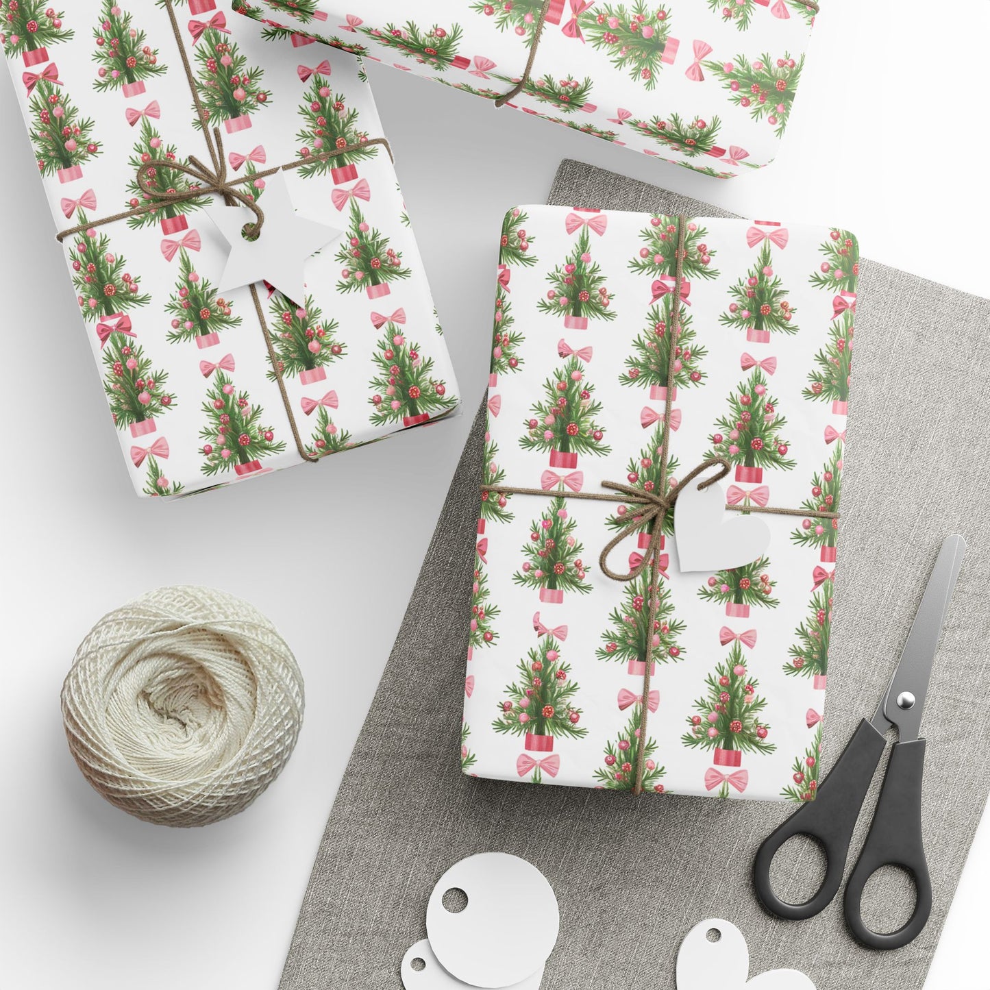 Pretty Pink Christmas Trees Wrapping Paper