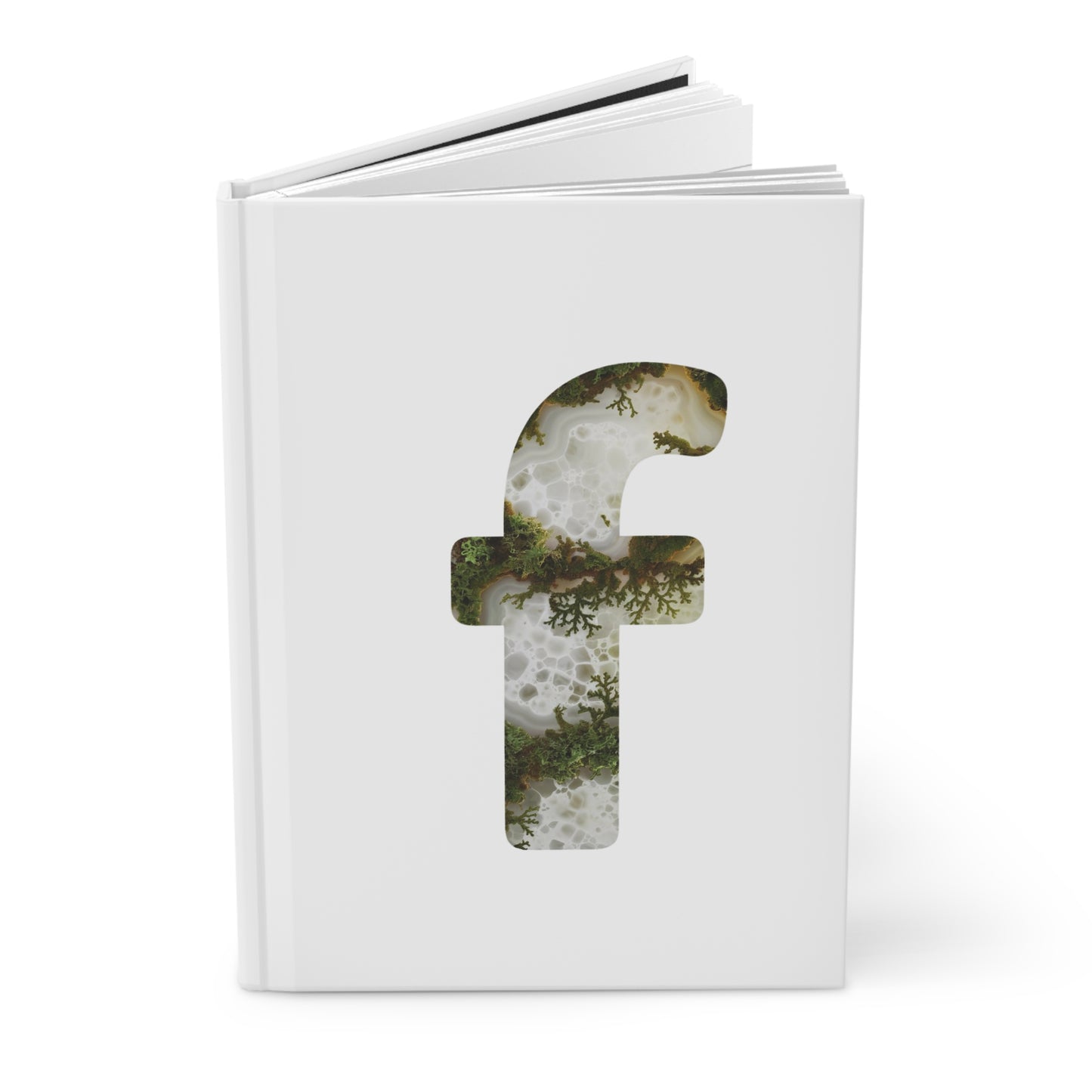 Moss Agate Inspired Initial 'f' Hardcover Notebook