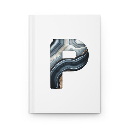 Banded Agate Inspired Initial 'P' Hardcover Notebook