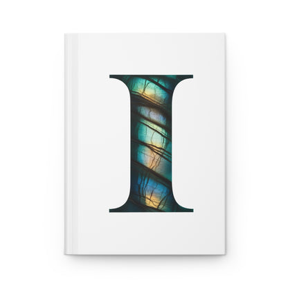 Labradorite Inspired Initial 'I' Hardcover Notebook