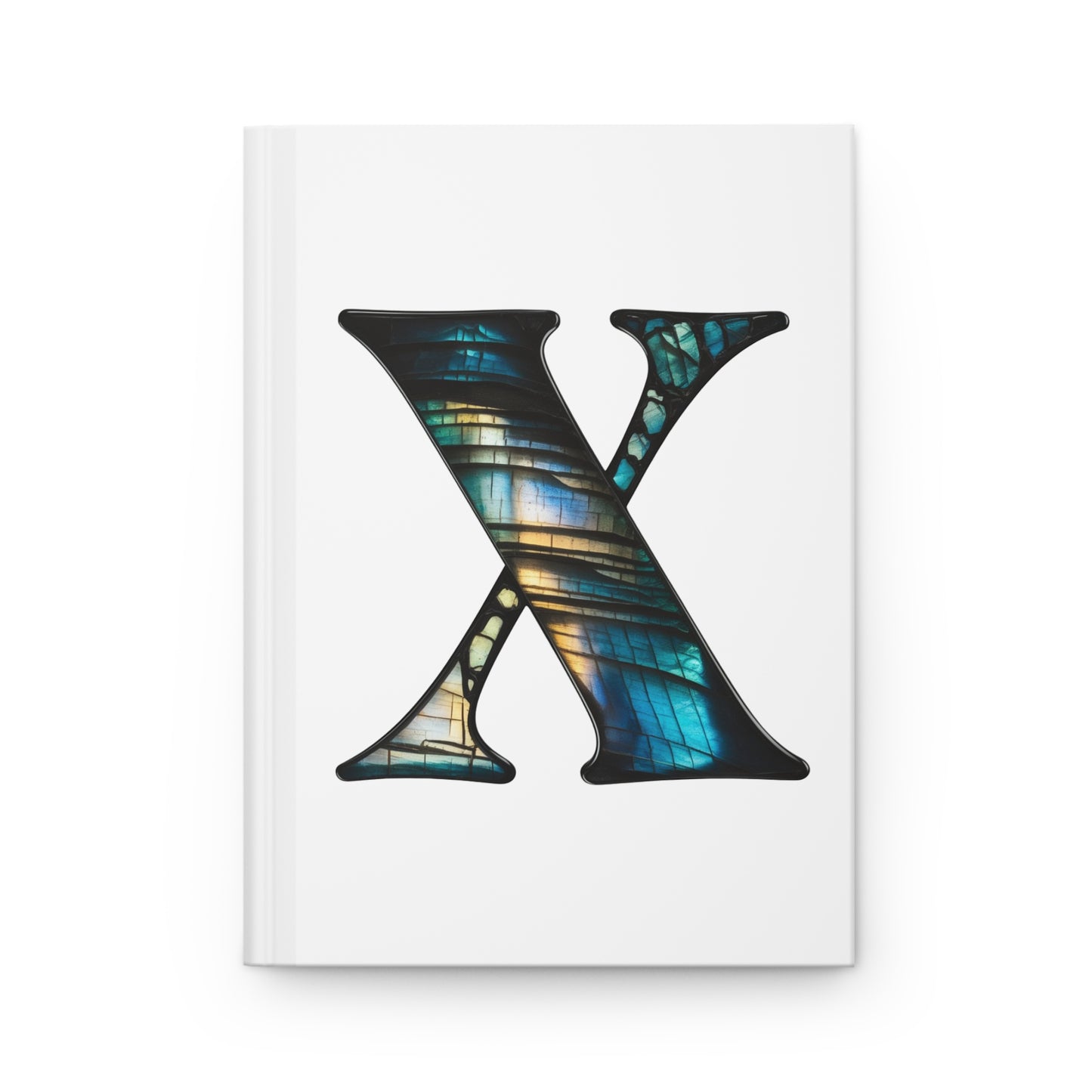 Labradorite Inspired Initial 'X' Hardcover Notebook