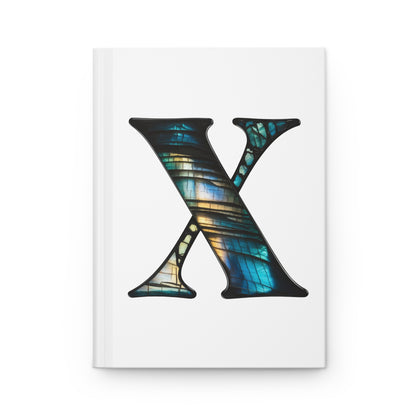 Labradorite Inspired Initial 'X' Hardcover Notebook