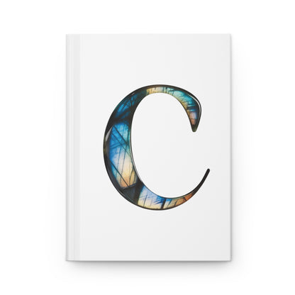 Labradorite Inspired Initial 'C' Hardcover Notebook