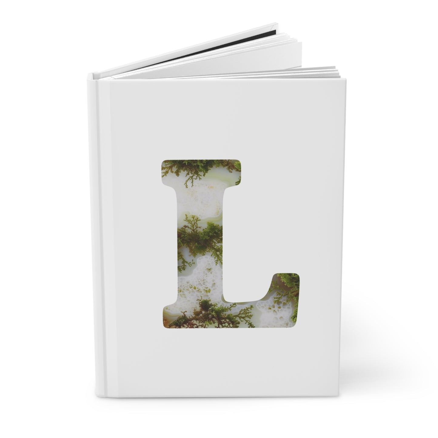 Moss Agate Inspired Initial 'L' Hardcover Notebook