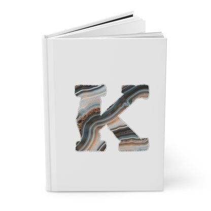 Banded Agate Inspired Initial 'K' Hardcover Notebook