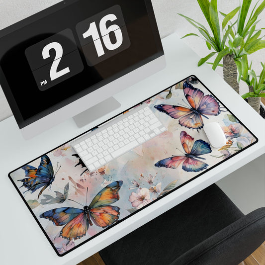 Water Color Butterflies Desk Mat