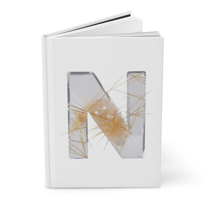 Golden Rutile Inspired Letter "N" Initial Hardcover Notebook
