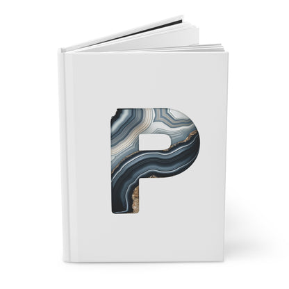 Banded Agate Inspired Initial 'P' Hardcover Notebook