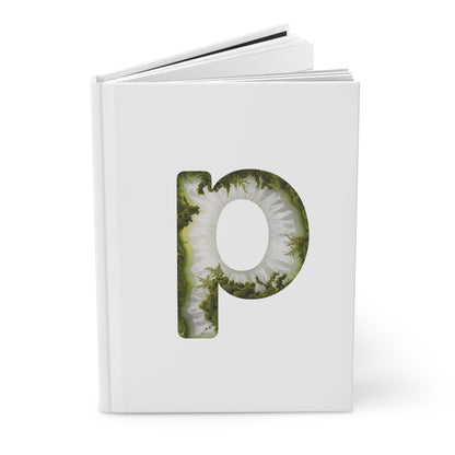 Moss Agate Inspired Initial 'p' Hardcover Notebook