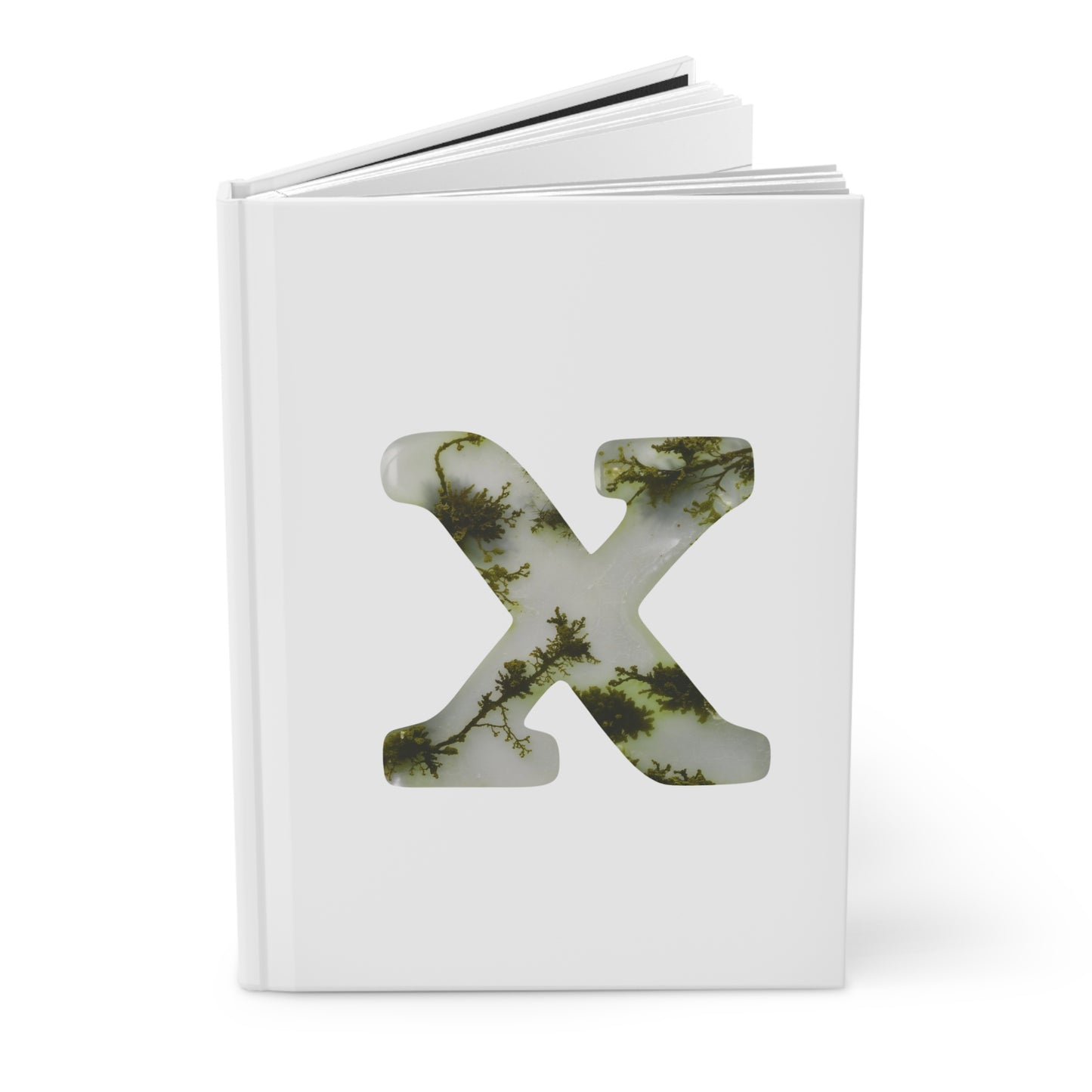 Moss Agate Inspired Initial 'x' Hardcover Notebook